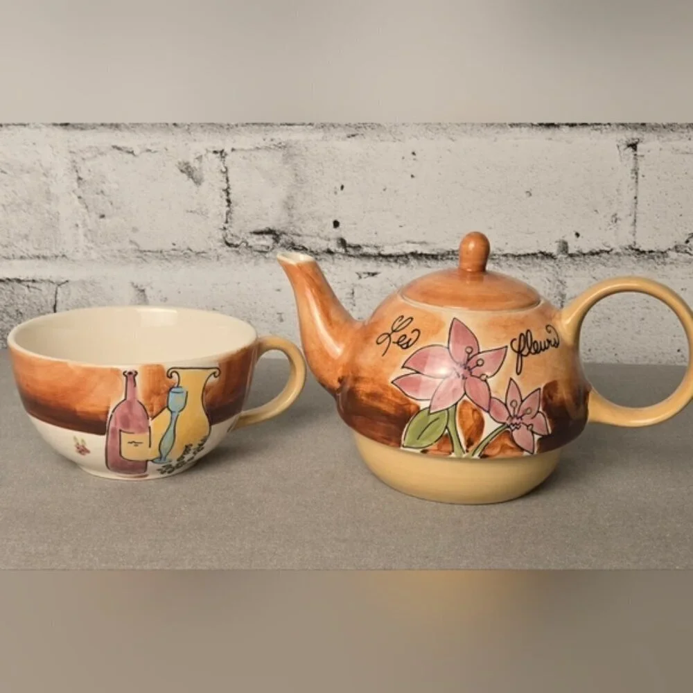 Canhome Global 3 Piece Floral Teapot Set 